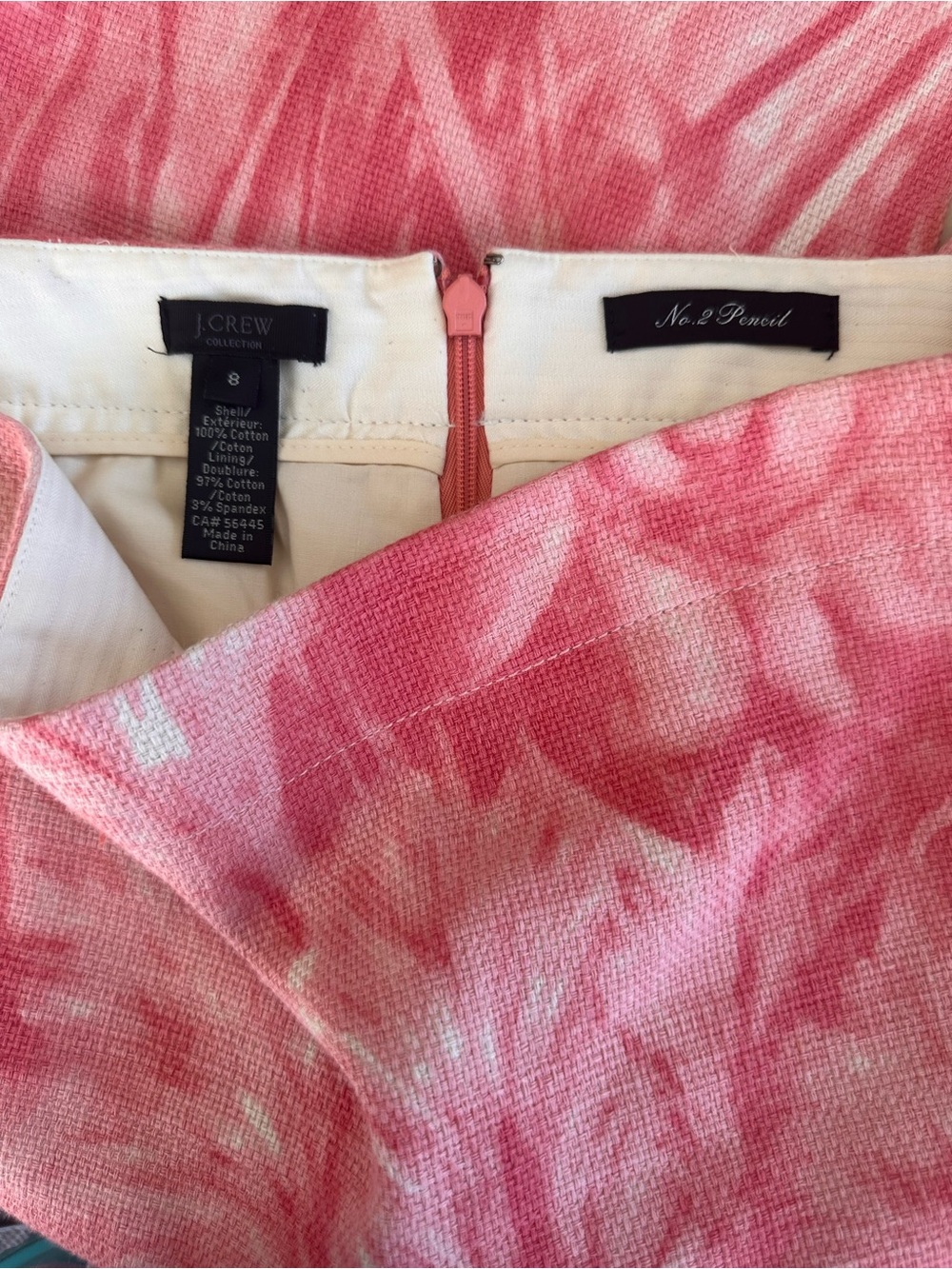 J. CREW No. 2 Pencil Skirt In Summer Tweed Coral Pink Floral Size 8 - Picture 7 of 12
